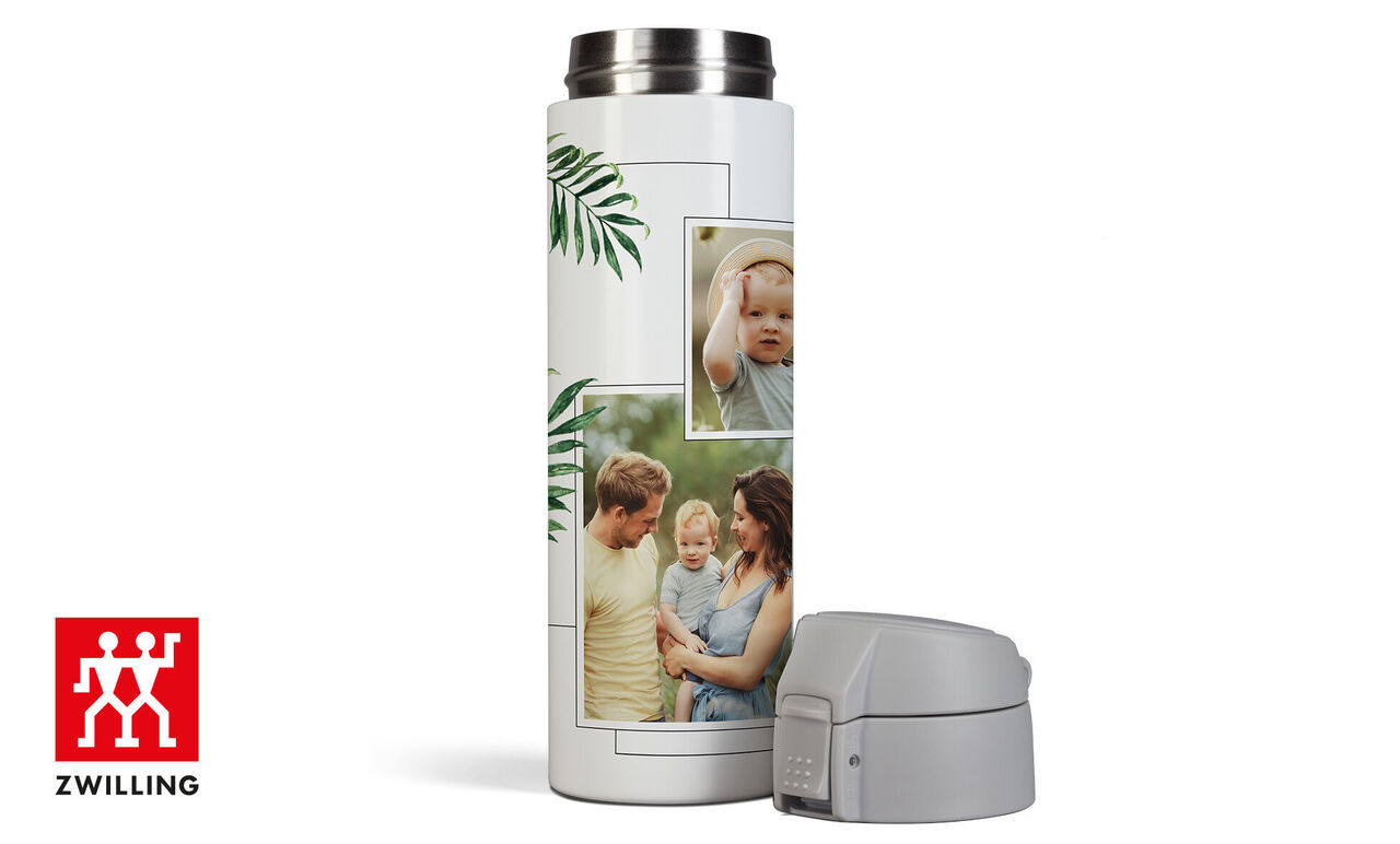 Bouteille isolante personnalisée avec photos de famille